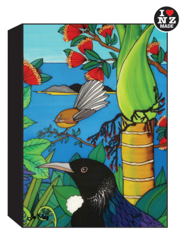 Jo May Rectangle 10 x 14 cm Black Art Block - Tui &amp; Fantail