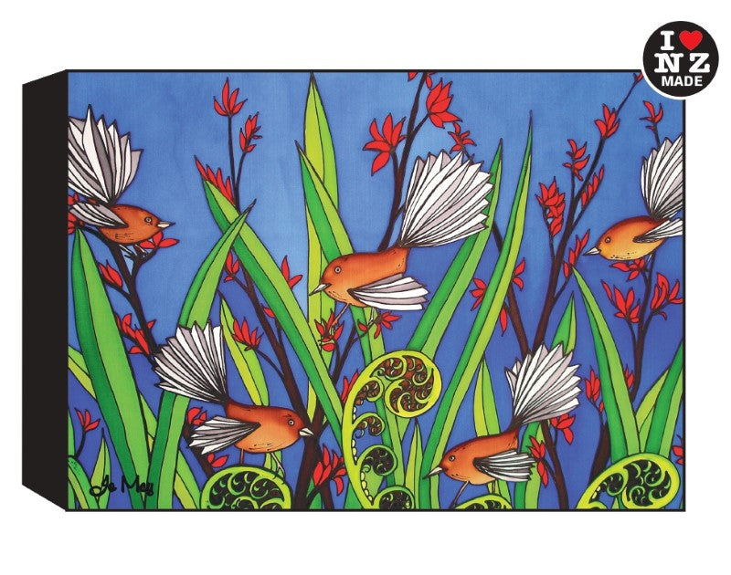 Jo May Rectangle 10 x 14 cm Black Art Block - Fantails