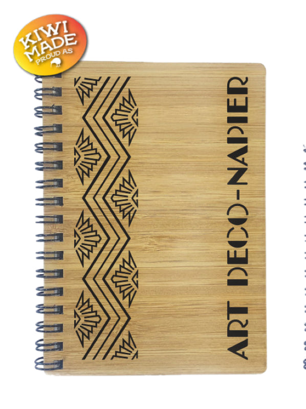 Bamboo Notebook Laser Cut with Art Deco Pattern