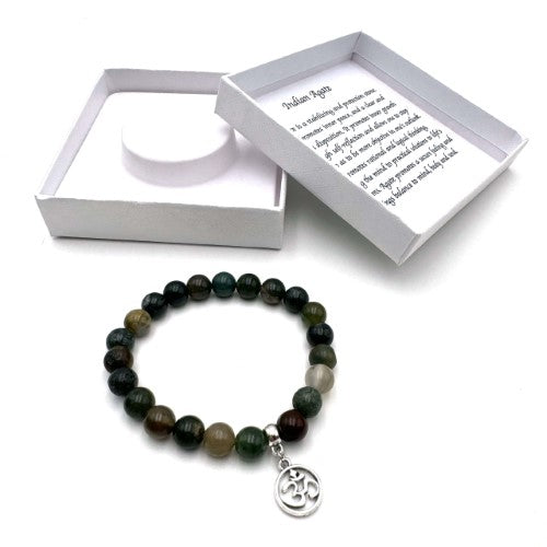 Bracelet - Indian Agate with Ohm Charm