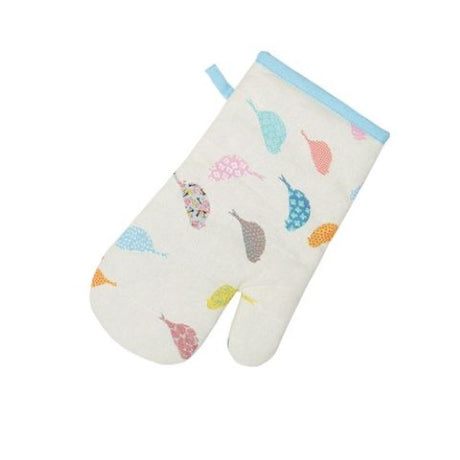 Dexam Little Birds Gauntlet with colorful bird design, cotton fabric, heat resistant up to 250°C, perfect for kitchen use.