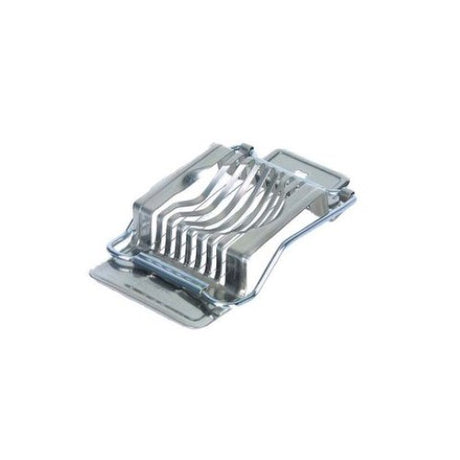 Dexam stainless steel egg slicer with six cutting wires for even, uniform slices of eggs and soft fruits.