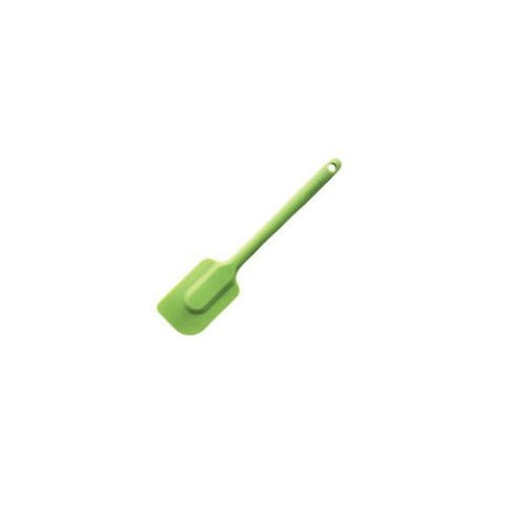 Mastrad medium green silicone spatula with ergonomic handle, heat-resistant up to 450°F, perfect for cooking and baking.