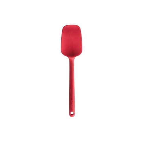 Mastrad red spoon/spatula set, silicone, heat-resistant, ergonomic design for versatile cooking tasks.