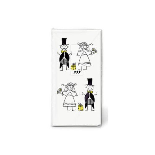 Just Married tissues by PAPER + DESIGN, eco-friendly 45-ply napkins perfect for weddings and celebrations.