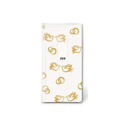 Elegant gold tissues for weddings, eco-friendly 32-ply napkins, perfect for stylish celebrations and responsible hosting.