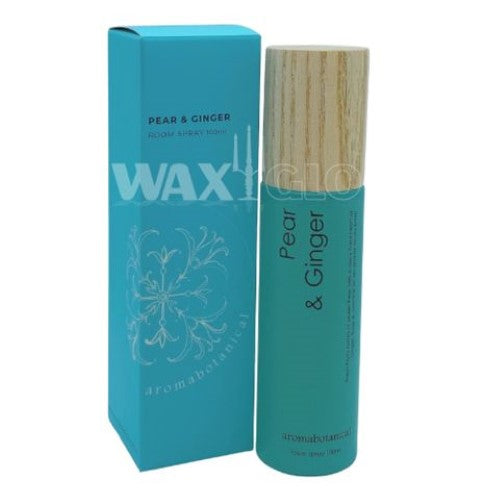 100ml Aromabotanicals room spray in frost glass, featuring Pear & Ginger scent for refreshing home ambiance. Set of 6.