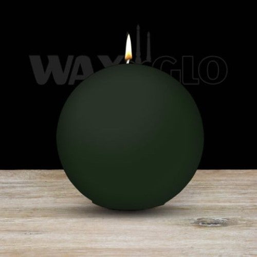 Vibrant green 100mm Waxglo ball candle enhances home décor with elegance and long-lasting glow, perfect for any occasion.