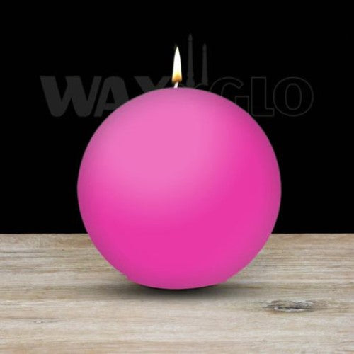 Waxglo Candle - 100mm Dia BALL CANDLE - HOT PINK