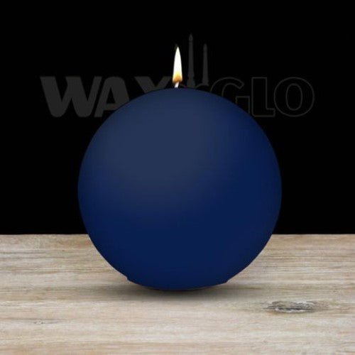 Navy Waxglo 100mm ball candle with 45-hour burn time, perfect for elegant home décor and warm ambiance.