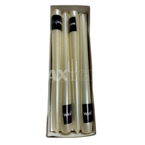 Waxglo Candle - 250mm Wrapped Taper -Metallic Pearl Whit