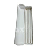 Cream Waxglo 9x260mm thin taper candles, box of 25, elegant and dripless, ideal for ambiance at events and home decor.