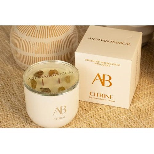 Aromabotanicals - 340g Jar Candle With Crystals -Citrine