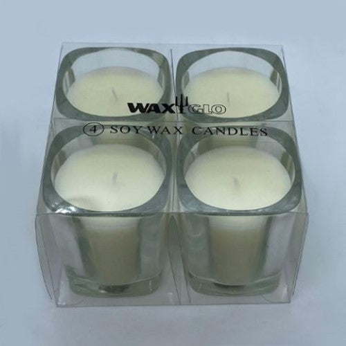 Waxglo Candle - Soy Wax Glass Jar Candle (4 Pack) -Cream