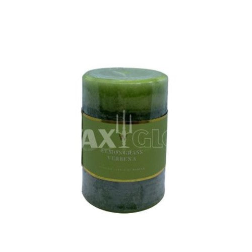 Waxglo lemon-scented candle in a decorative 70x100mm cylinder, offering vibrant aroma and 48 hours of burn time.