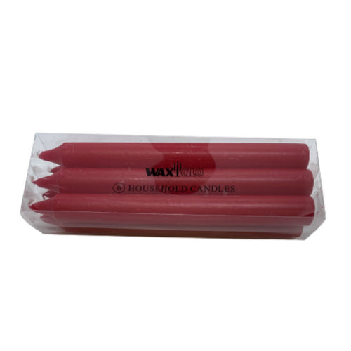 Waxglo Candle - 200mm Household Candle (6 Pack) - RED