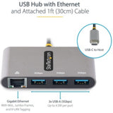 Smartfox AU USB 3.2 Type C Hub with Gigabit Ethernet - 3 USB-A Ports - Portable and Compact