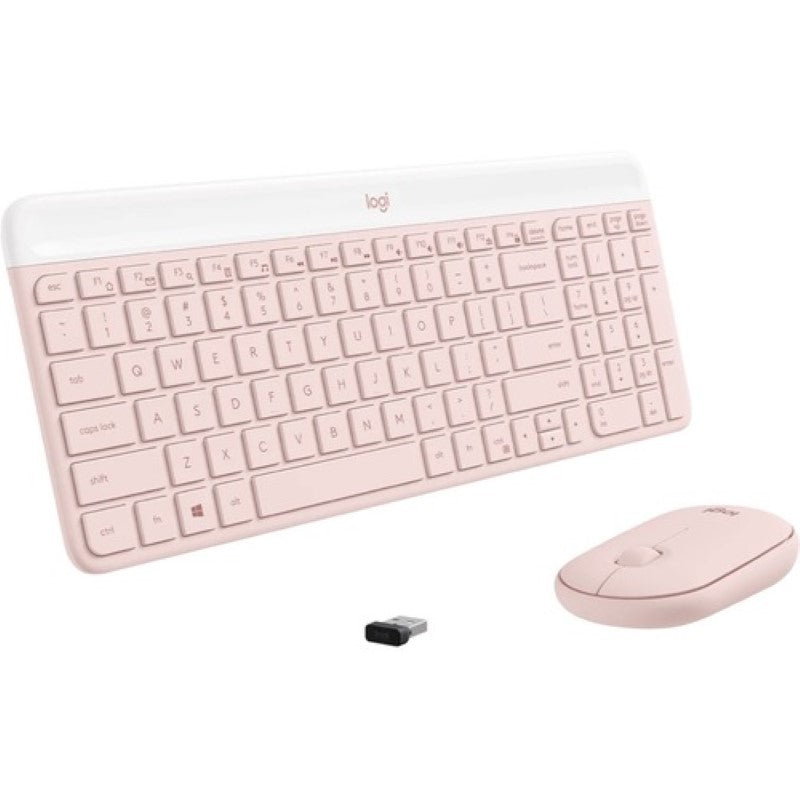 Logitech MK470 Slim Wireless Keyboard and Mouse Combo - Stylish Rose Design for Home & Office