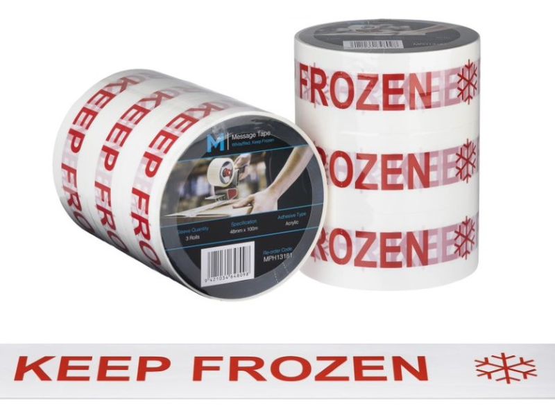 Message Tape Keep Frozen - White/Red, 48mm x 100m x 50mu (Pack of 36)