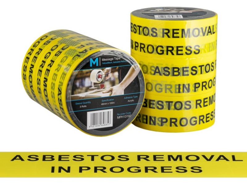 Message Tape Asbestos Removal - Yellow/Black, x 100m  (Pack of 36)