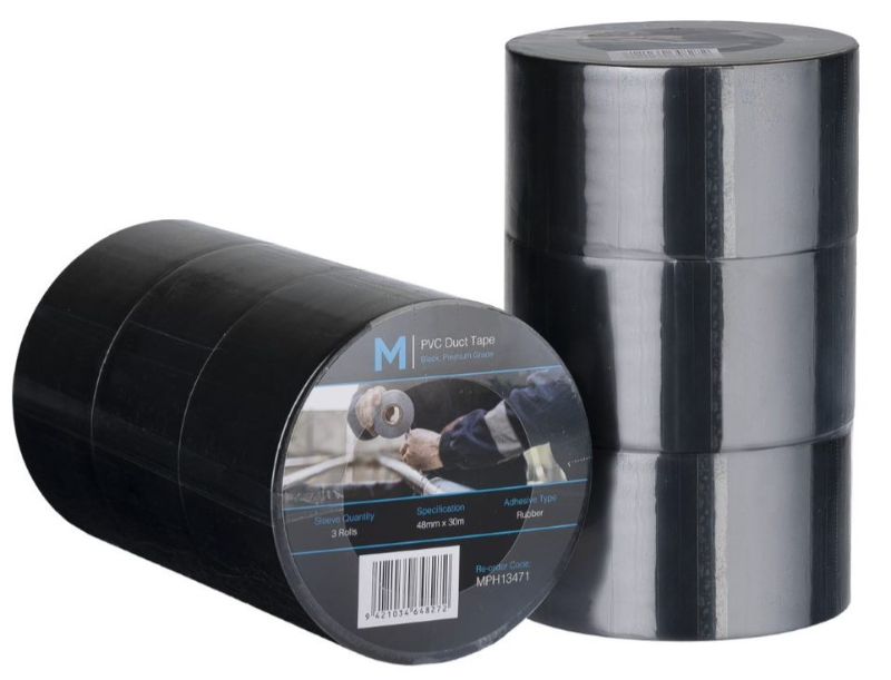 PVC Utility Duct Tape - Black, 48mm x 30m x 150mu (Pack of 30)