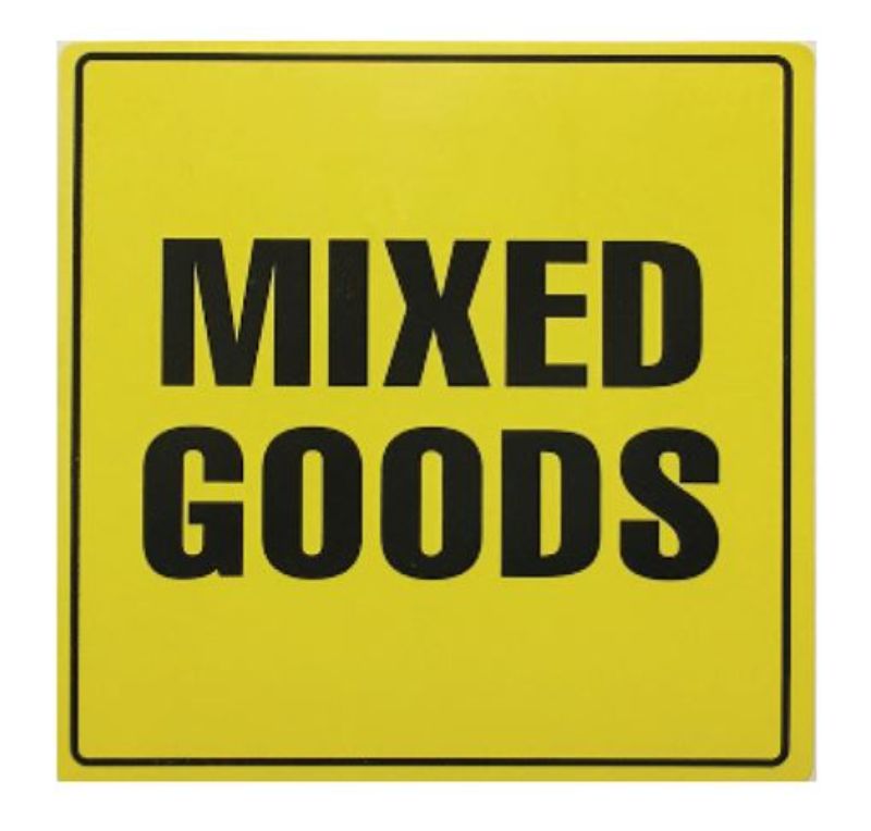 Handling Label Mixed Goods - Yellow/Black, 99mm x 99mm (500)