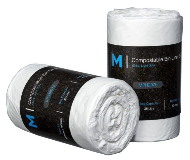 POR Compostable Bin Liner 36L - White, 580mm x 700mm x 15mu (1000)