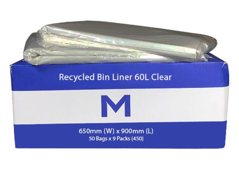 FP Recycled Bin Liner 60L - Clear, 650mm x 900mm x 30mu (450)