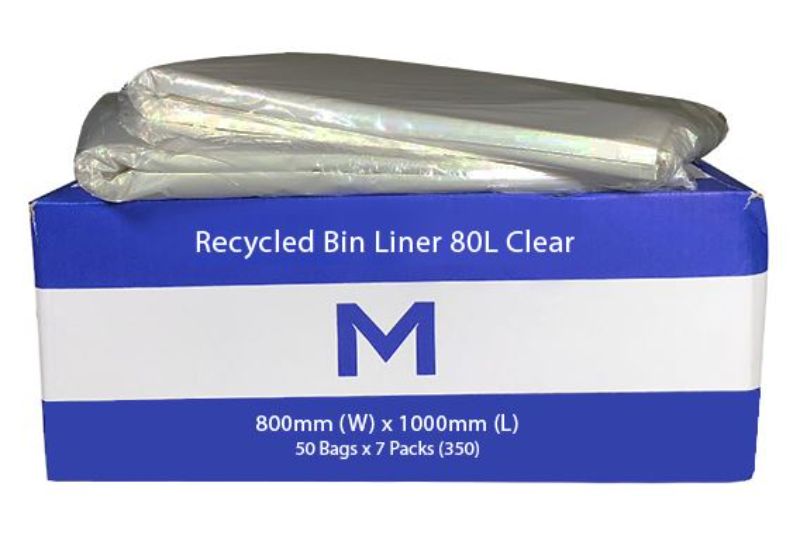 FP Recycled Bin Liner 80L - Clear, 800mm x 1000mm x 40mu (250)