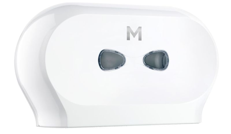 Double Mini Jumbo Roll Dispenser - White, 2 Roll Capacity