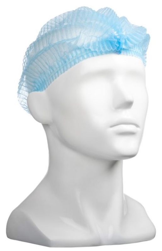 Polypropylene Crimp Hats - Blue, 530mm Wide, 12gsm (Box of 1000)