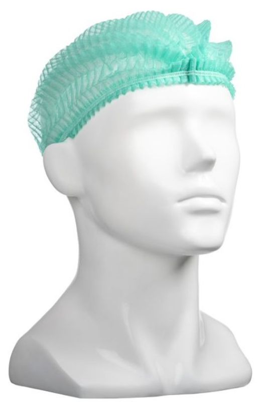 Polypropylene Crimp Hats - Green, 530mm Wide, 12gsm (Box of 1000)