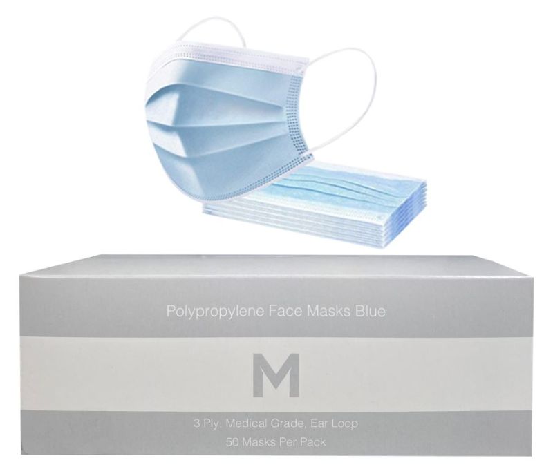 Polypropylene Medical Face Masks - Blue, 3 Ply, Ear Loop Design Type IIR