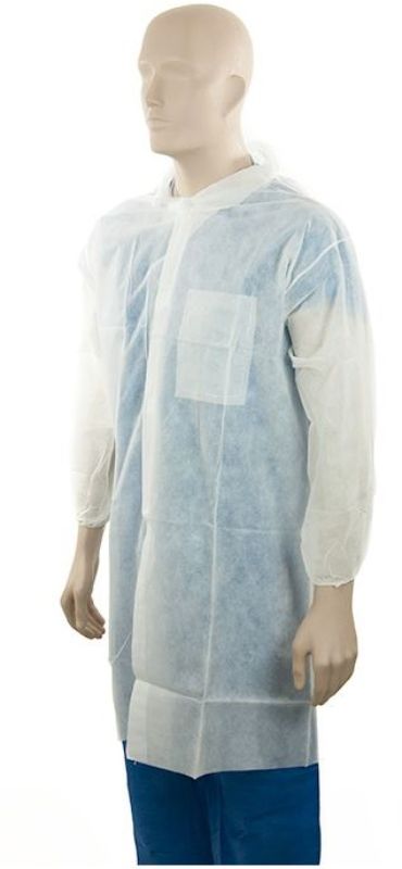 Polypropylene Domed Laboratory Coat - White, XL, 45gsm (Pack of 25)