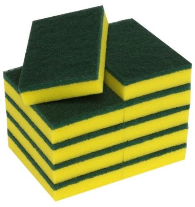 Premium Scouring Sponge - Yellow/Green, 100mm x 150mm x 30mm (Pack of 40)
