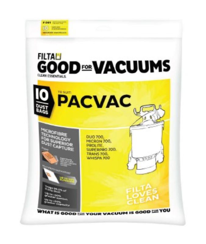 Pacvac Microfibre Vacuum Bag - White, For Backpack Models (Pack of 10)