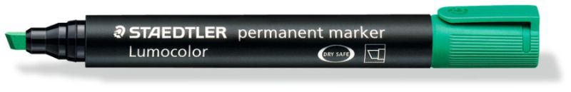 Staedtler Permanent Marker - Green, Chisel Tip (Pack of 10)