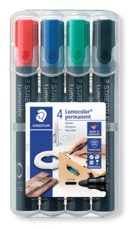 Staedtler Permanent Marker - Assorted, Bullet Tip (Pack of 4)
