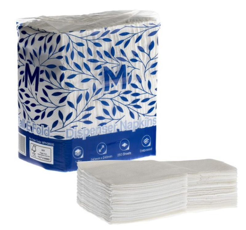 Compact Dispenser Napkins Tall E Fold -  240mm x 240mm, 1 Ply (Pack of 5000)