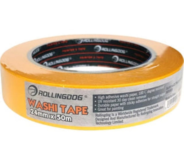 Whimsical dog design washi tape roll, 50m long, perfect for DIY projects, scrapbooking, and gift wrapping.