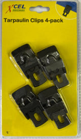 Durable UV-protected nylon tarpaulin clips, 4-pack, ideal for securing outdoor covers and gear effectively.