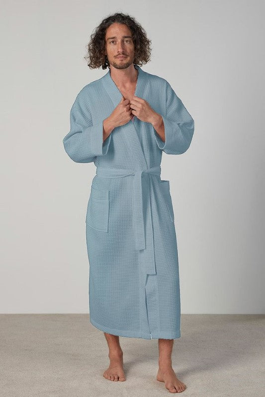 Waffle 50/50 Bathrobe / Robe - Blue (One Size) - BAKSANA