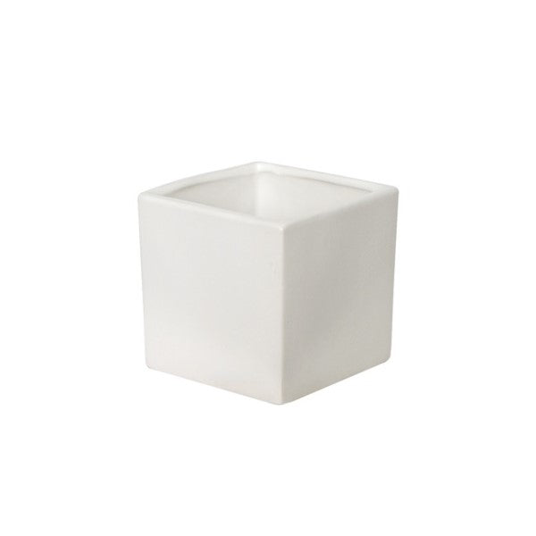 Ceramic Cube Pot Satin Matte White