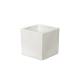 Ceramic Cube Pot Satin Matte White