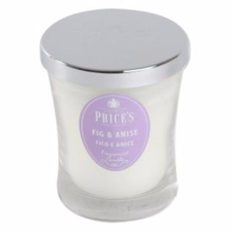 Prices Fig & Anise Medium Jar candle with fruity fig and warm anise aromas, 45-hour burn time, 95mm high, perfect for any decor.