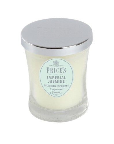 Prices Imperial Jasmine Signature Candle in medium jar, featuring jasmine, tuberose, and lily for a serene ambiance.