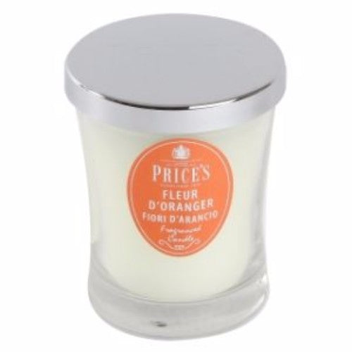 Prices Fleur D'Oranger Medium Jar Candle with orange blossom and bergamot blend, 45-hour burn time, elegant home fragrance.