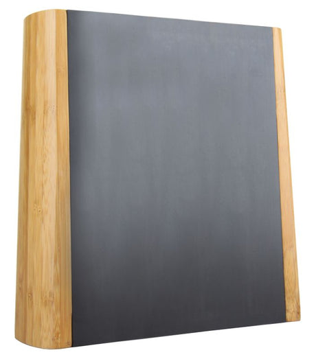 Double-sided bamboo magnetic knife block holding up to 10 knives for easy access and visibility.