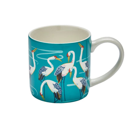 Ulster Weavers Straight Sided Mug featuring an elegant crane design, crafted from durable ceramic for everyday use.