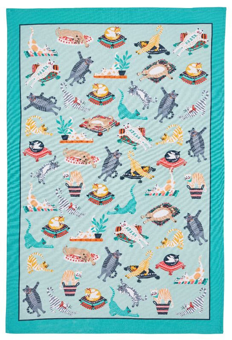 Charming Ulster Weavers cotton tea towel featuring playful kitty cats, perfect for drying dishes with style.